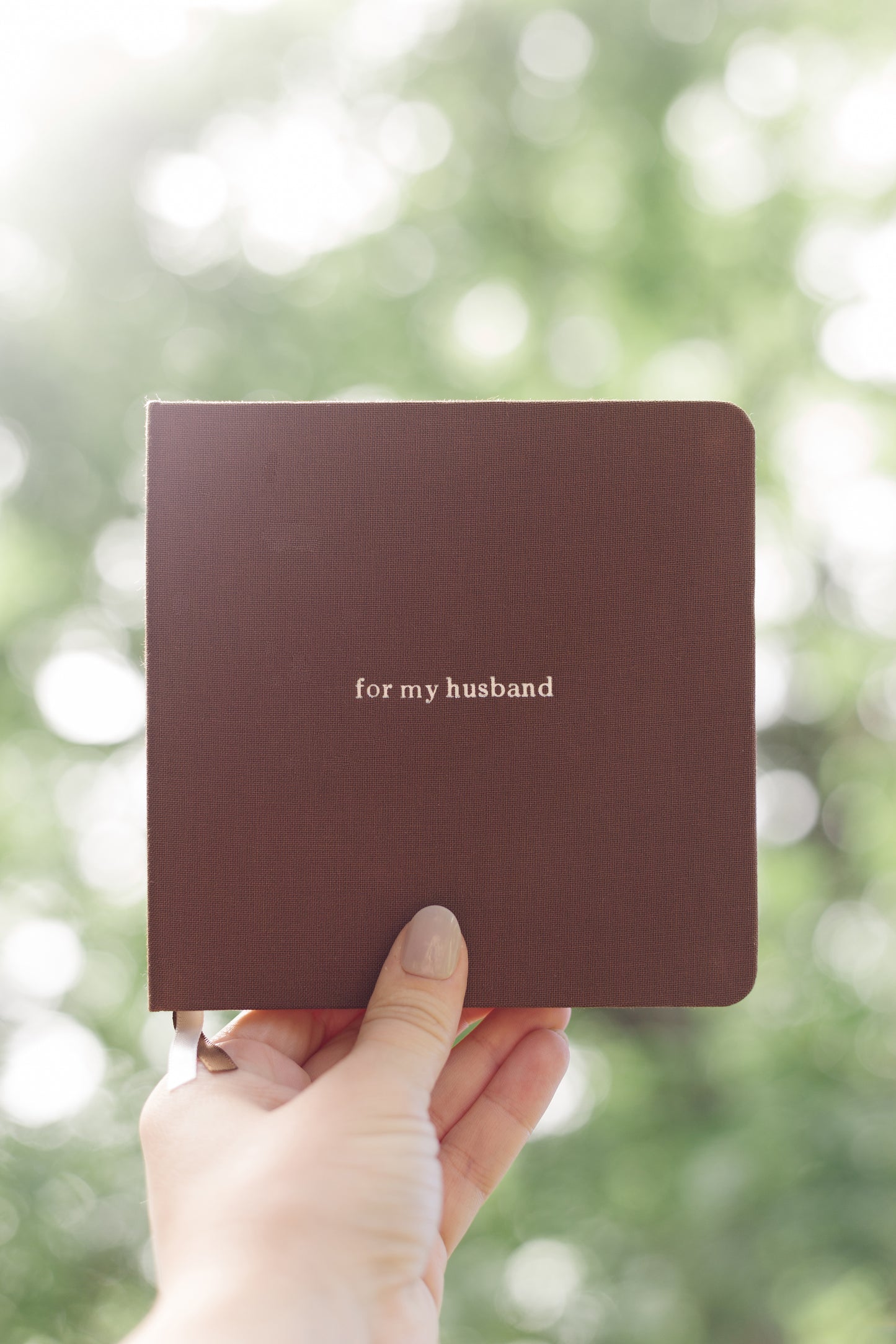 Custom Text Foil Embossed Square Linen Notebook | Navy & Browns