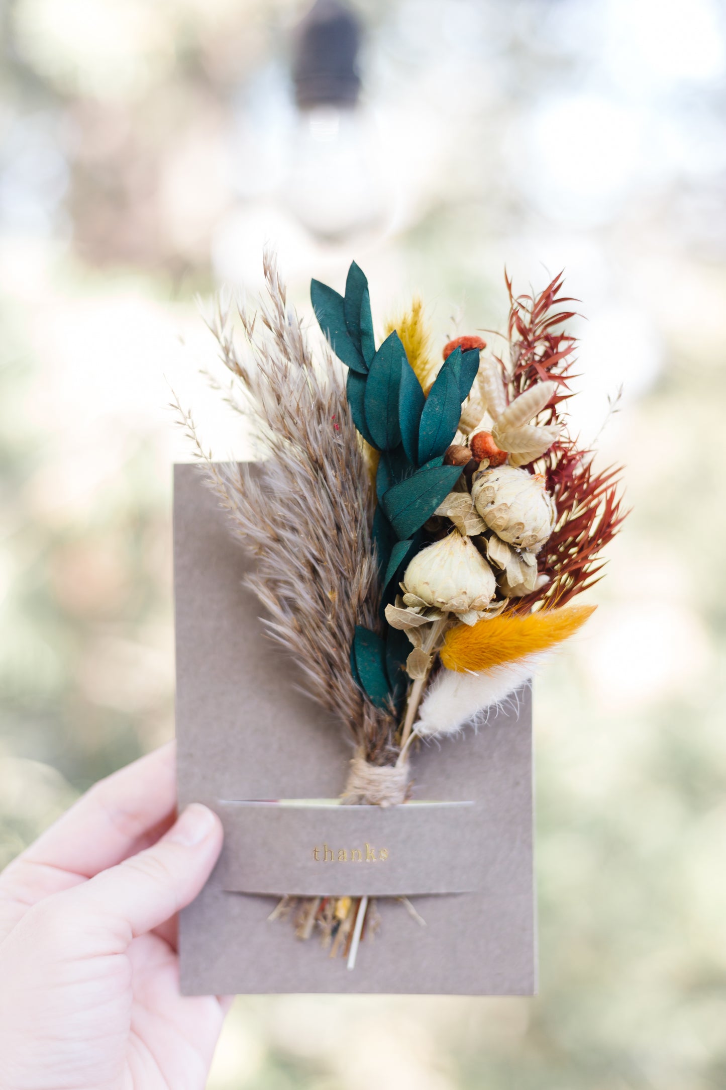 Hugs & Kisses Mini Bouquet Card | Dried Floral Greeting