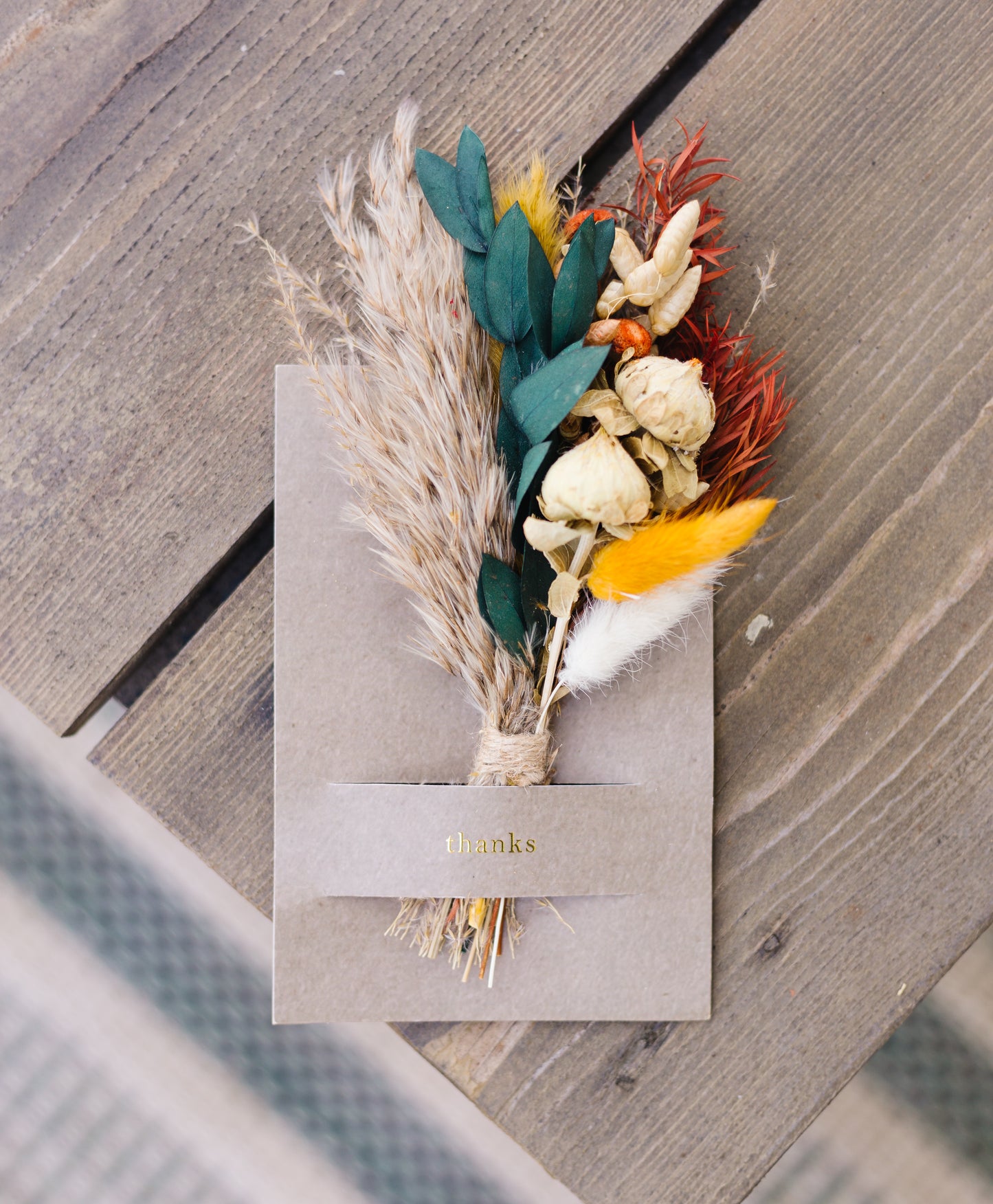 Thanks Mini Bouquet Card | Dried Floral Greeting