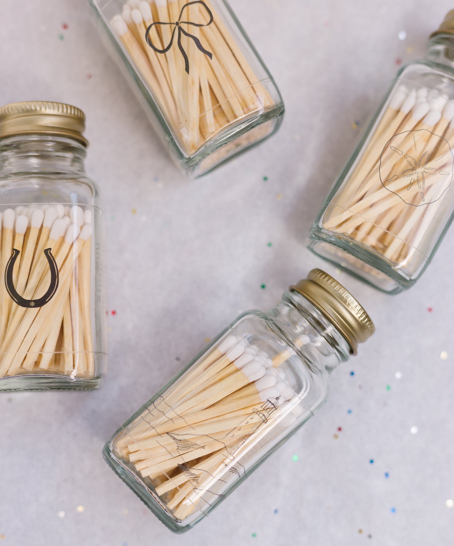 Lucky Horseshoe 2" White Match Jar | Western Match Holder