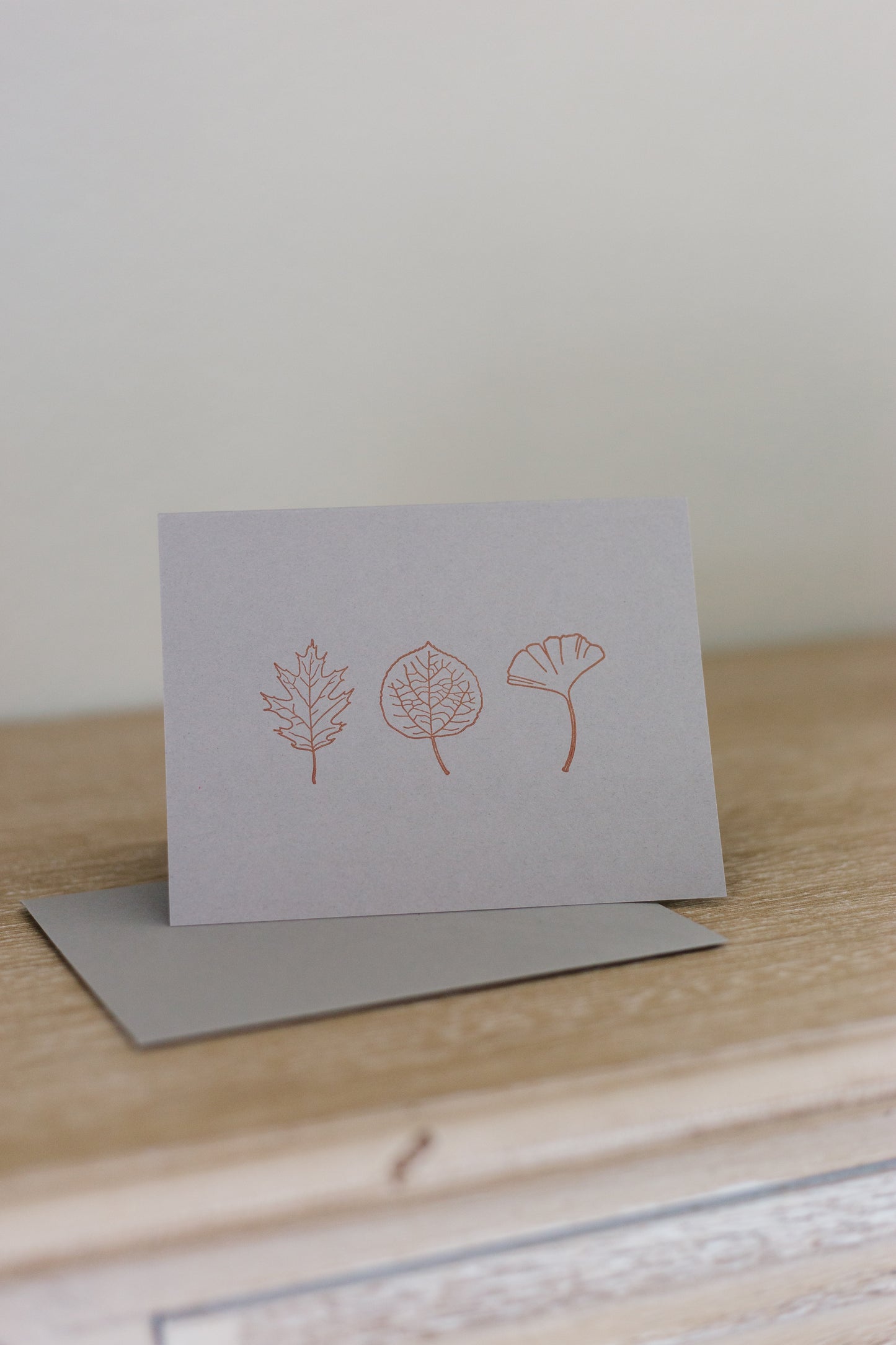 Leaf Trio Letterpress Greeting Card | Botanical Card