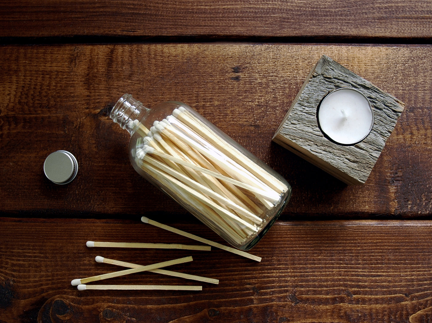 White 4" Candle Match Jar - Studio Portmanteau