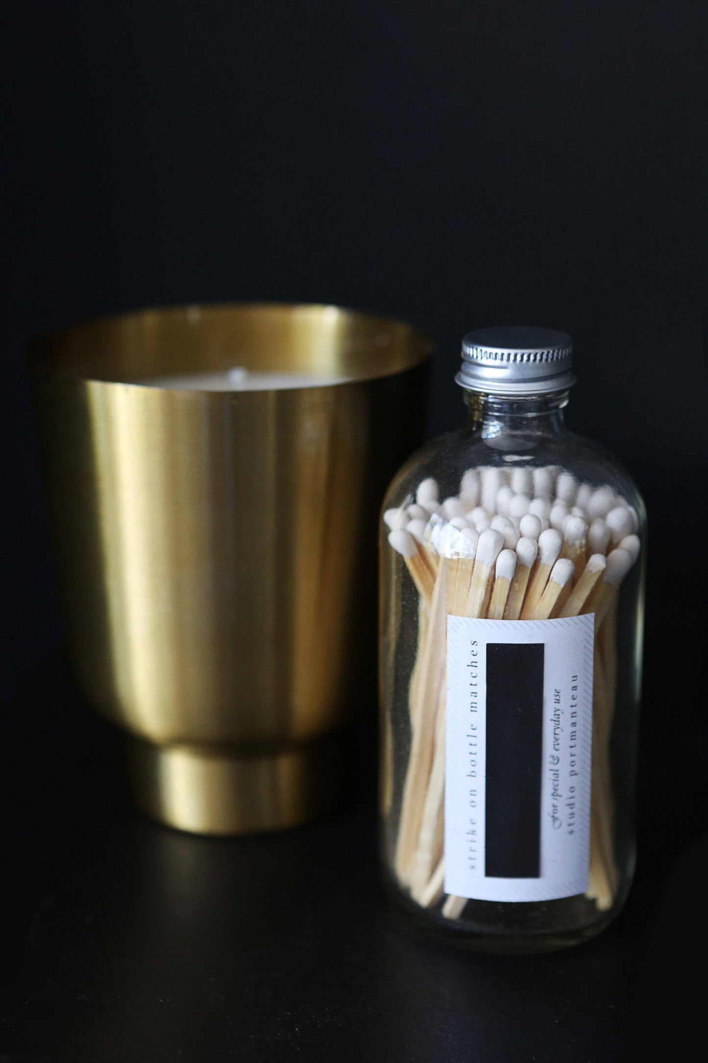 White 4" Candle Match Jar - Studio Portmanteau