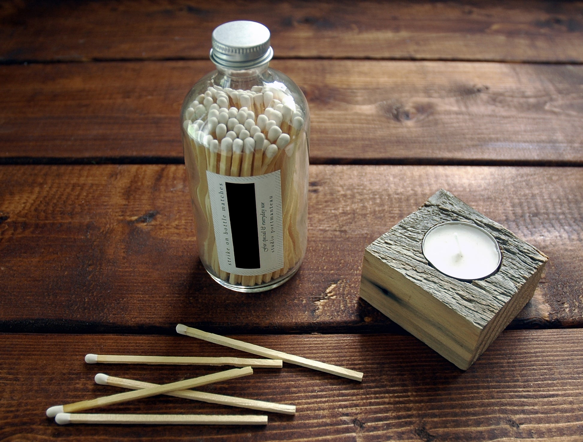 White 4" Candle Match Jar - Studio Portmanteau