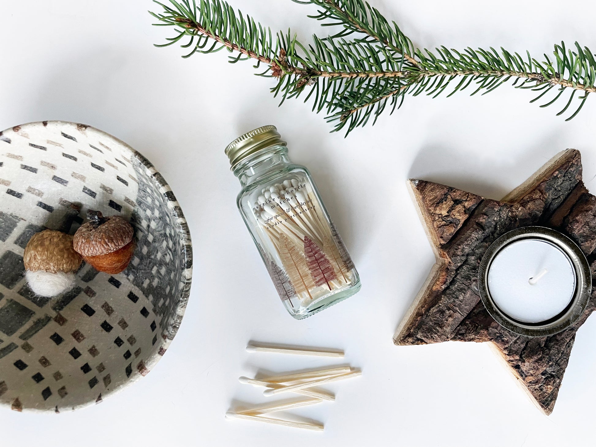 Noble Fir Trees Jar Matches - Studio Portmanteau