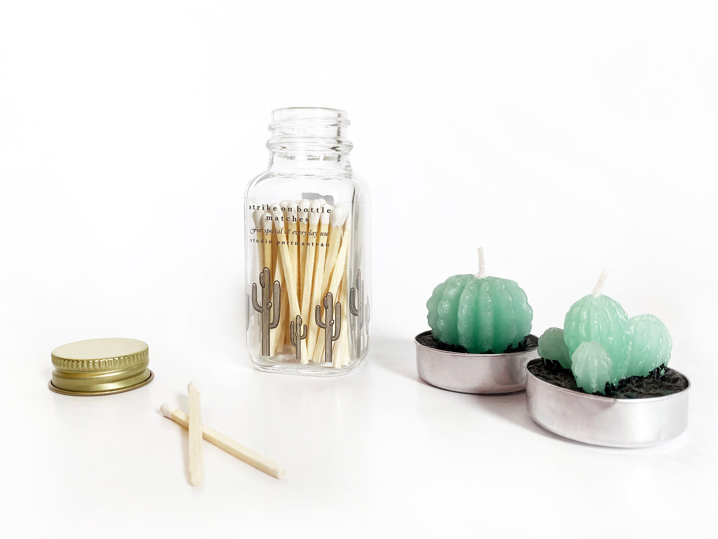 Saguaro Cactus 2" White Match Jar - Studio Portmanteau