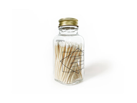 Geometric 2" White Match Jar - Studio Portmanteau